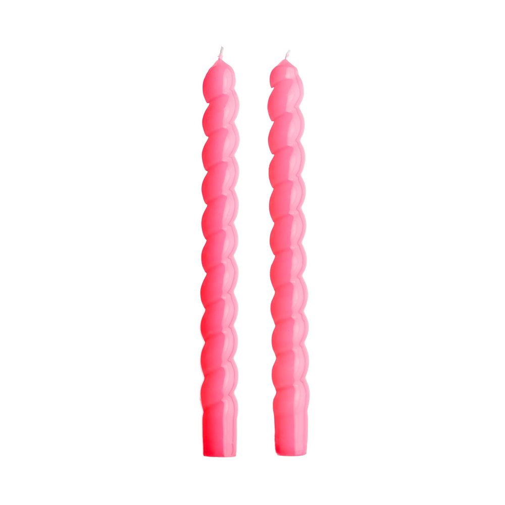 TWISTED Sada lesklých svíček 2 ks 25,5 cm - růžová