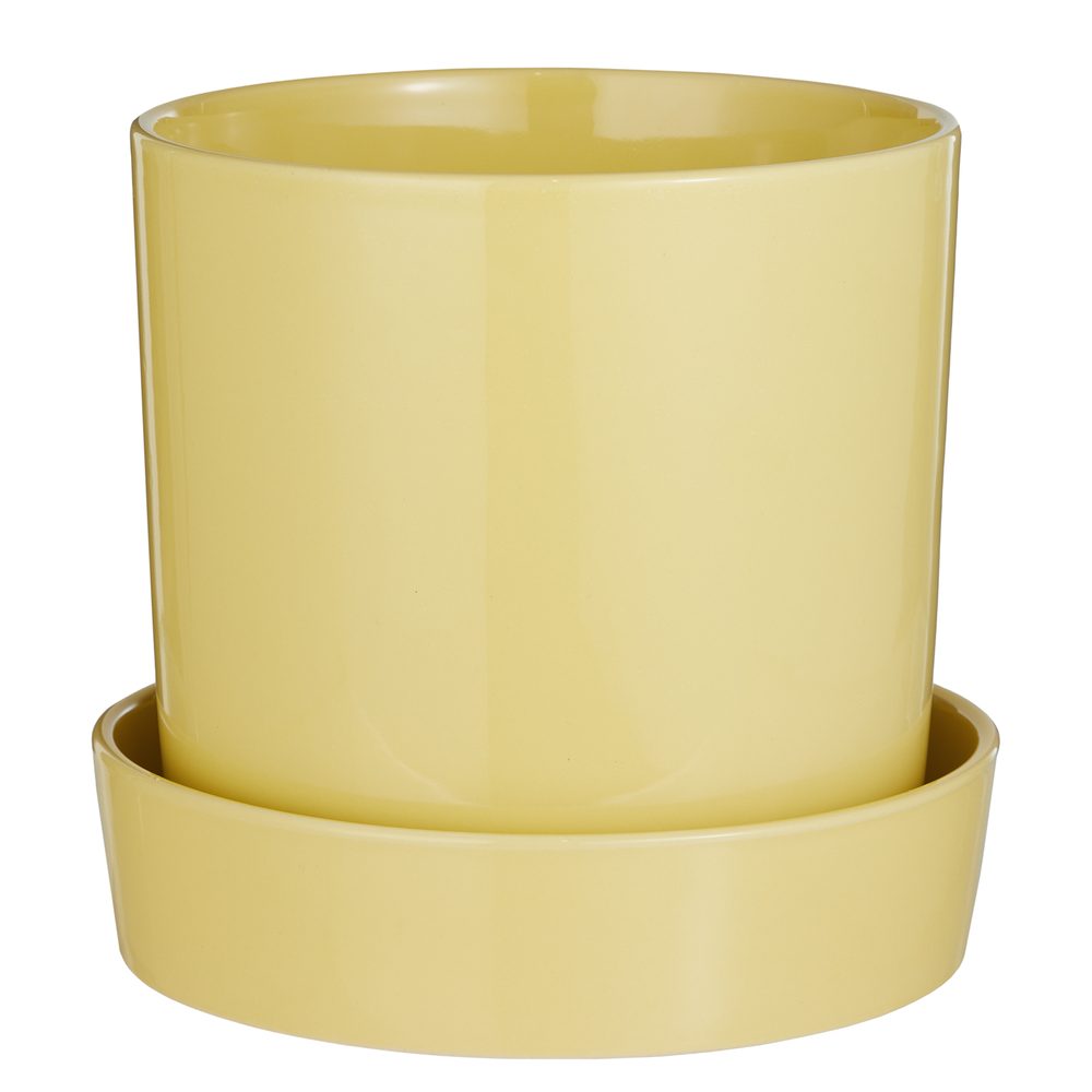 CIRCUS Květináč s miskou 20 cm - žlutá