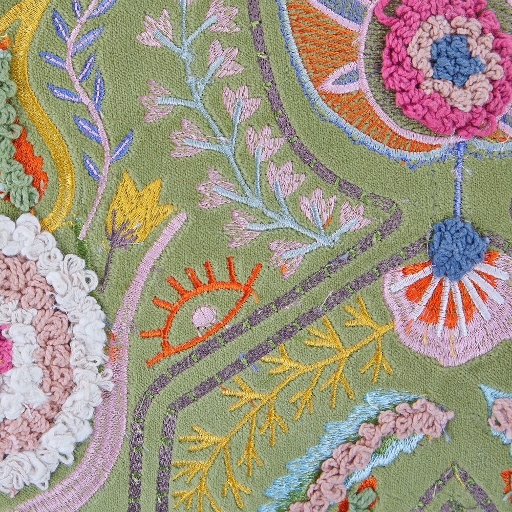 BOHEMIAN Polštář 50 x 30 cm květiny - zelená (obrázek 3)