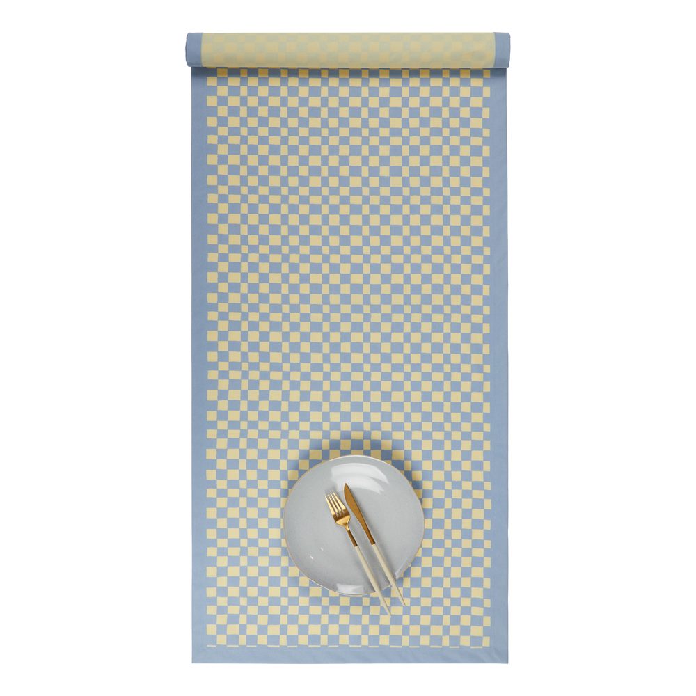 CHECKER STYLE Běhoun na stůl 50 x 160 cm - sv. modrá