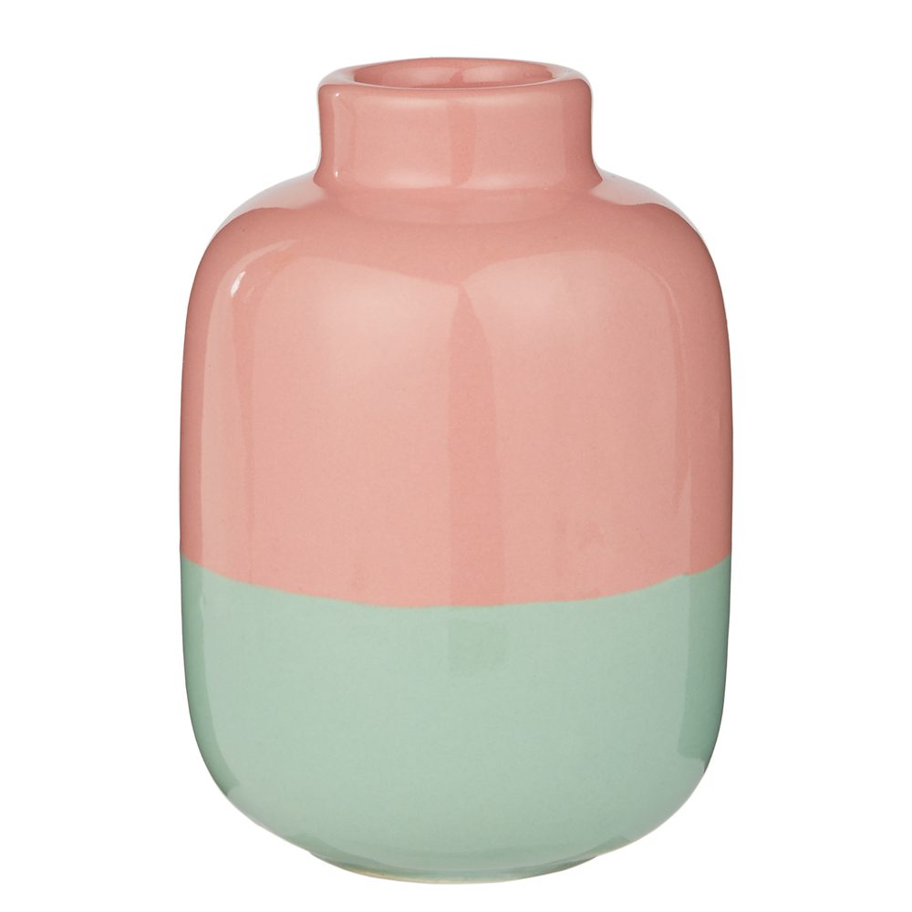Levně TWO TONE Váza 10 cm - růžová/mátová