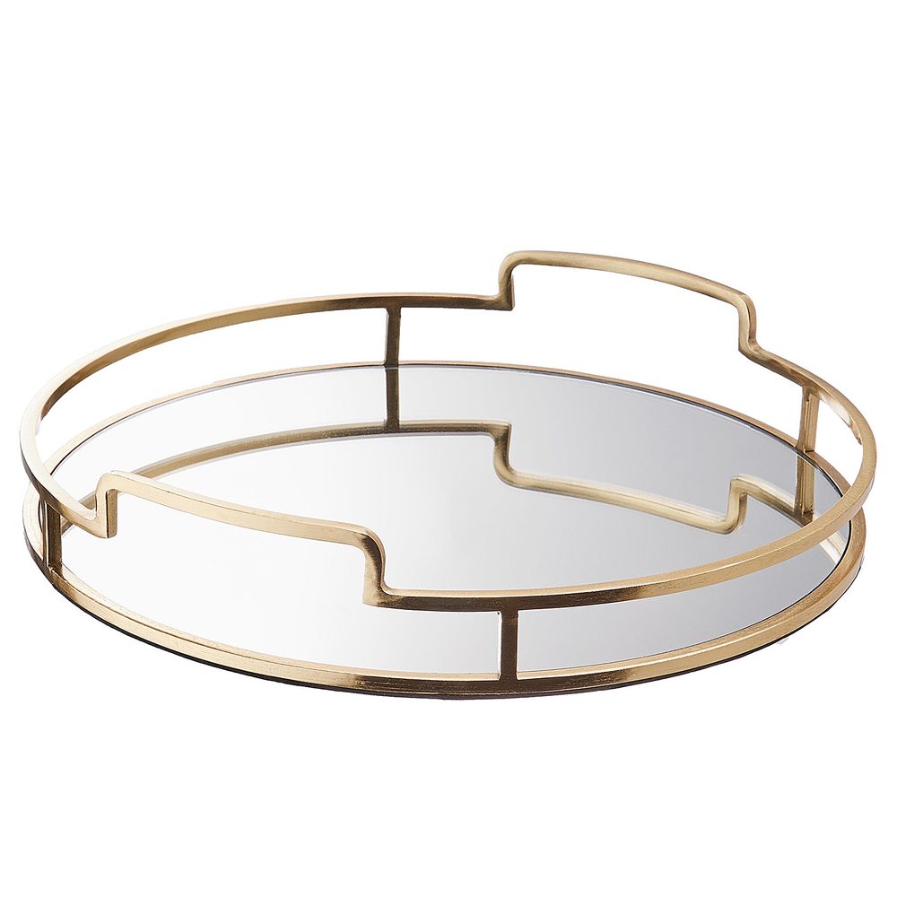 Levně ART DÉCO Podnos se zrcadlovou deskou 33 cm - zlatá
