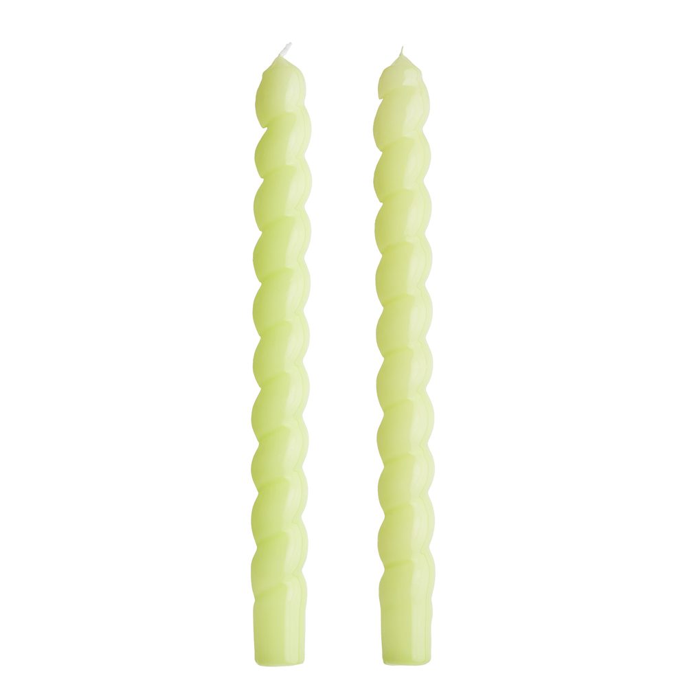 Levně TWISTED Sada lesklých svíček 2 ks 25,5 cm - zelená