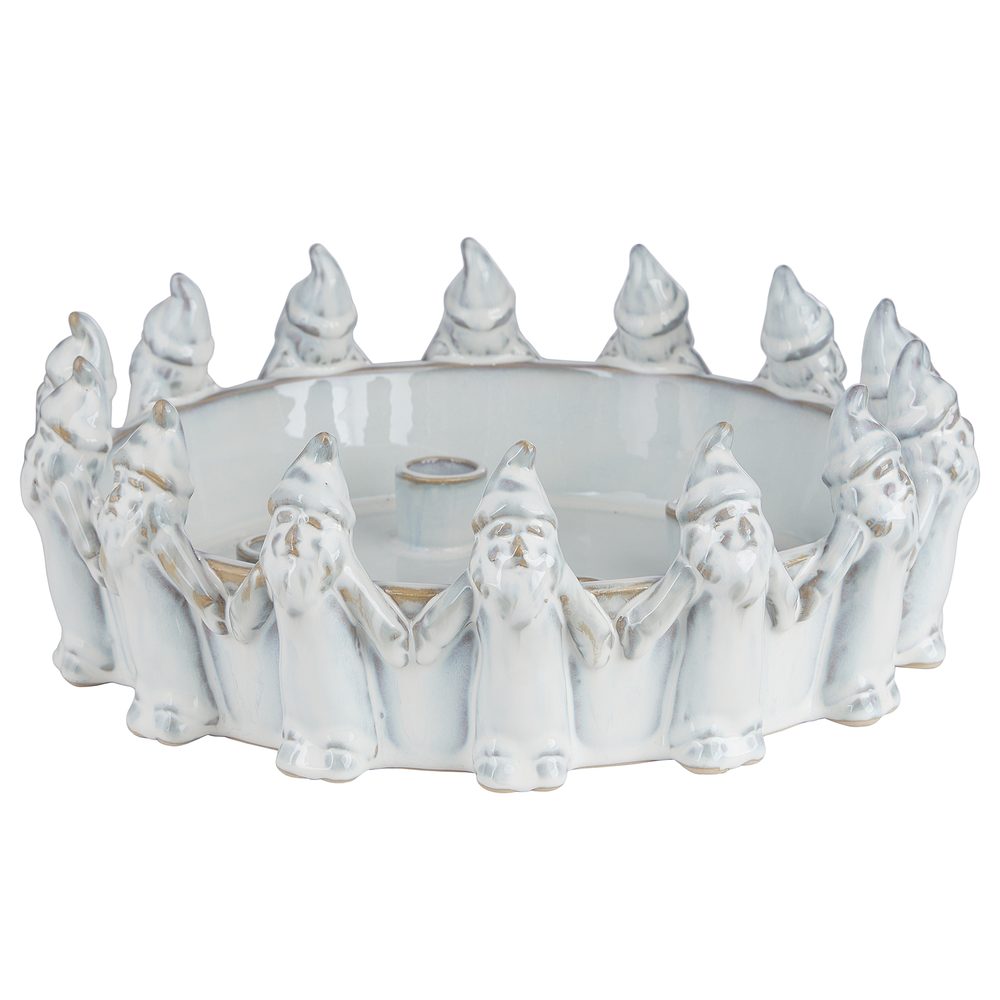 Adventní věnec keramický skřítci - béžová