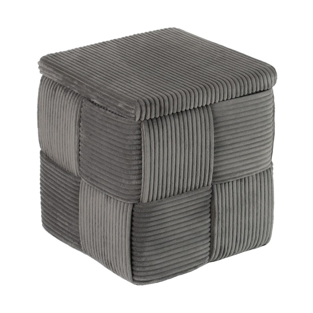 TOTEM Sedák manšestrový s úložným prostorem - tm. šedá