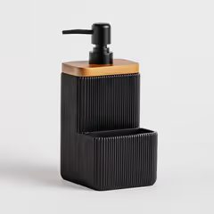 HOME & YOU Dávkovač na saponát se zásobníkem na houbičky - černá