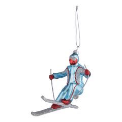 HANG ON Skleněná ozdoba lyžař