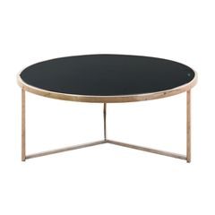 VESUVIO Konferenční stolek kulatý skleněný - černá/růžová zlatá