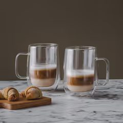 HOME & YOU Sada skleněných hrnků na kávu 2 ks 420 ml