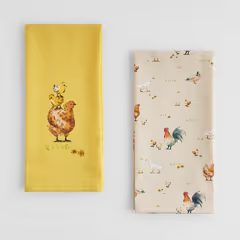 HOME & YOU Sada kuchyňských utěrek drůbež 45 x 65 cm 2 ks - béžová/žlutá