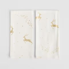 HOME & YOU Sada kuchyňských utěrek 2 ks 45 x 65 cm - bílá/zlatá