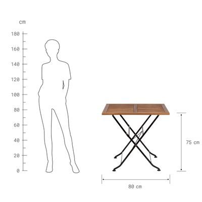 PARKLIFE Skládací stůl 80 x 80 cm - černá/hnědá