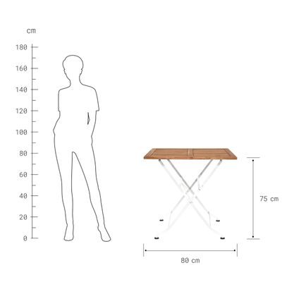 PARKLIFE Skládací stůl 80 x 80 cm - bílá/hnědá