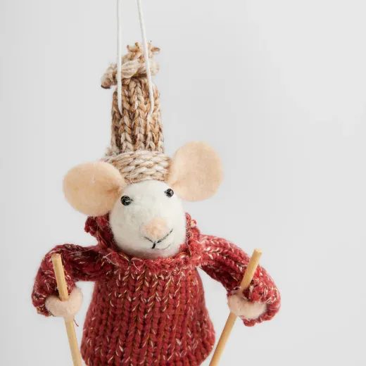 HOME & YOU DEKORACE K ZAVĚŠENÍ MYŠ NA LYŽÍCH 13 CM