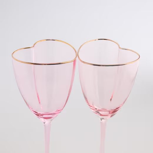 HOME & YOU SADA SKLENIC NA VÍNO SRDCE 330 ML 2 KS - RŮŽOVÁ