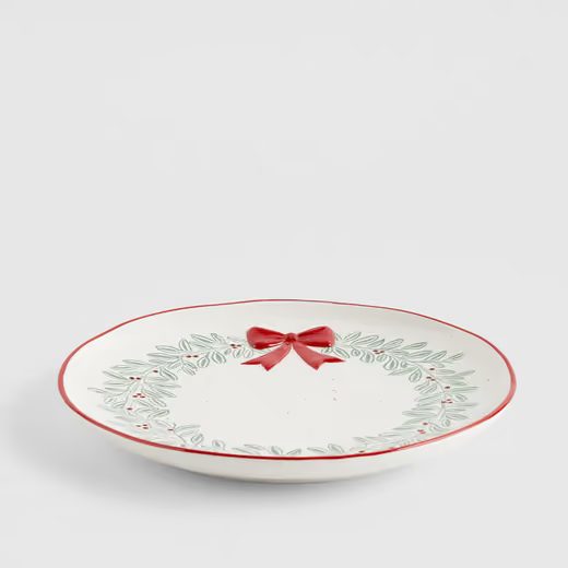 HOME & YOU SERVÍROVACÍ TALÍŘ VÁNOČNÍ VĚNEC 24 CM - BÍLÁ