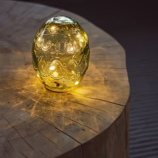 HOME & YOU LED SKLENĚNÉ VEJCE 20 CM - SV. ZELENÁ