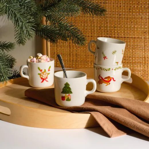 HOME & YOU SADA VÁNOČNÍCH HRNKŮ 4 KS 230 ML - BÍLÁ