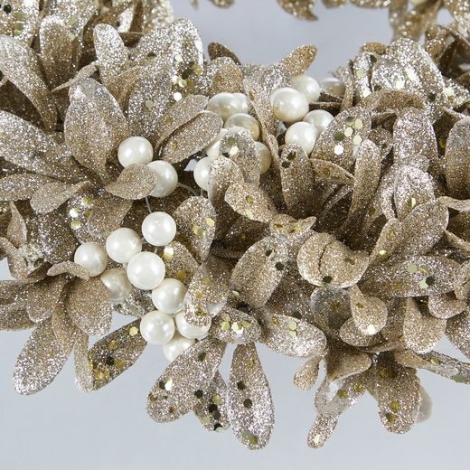 FLORISTA VĚNEC S PERLAMI TŘPYTIVÝ 33 CM - ZLATÁ