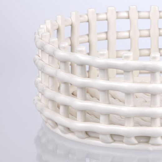 CRAFT KERAMICKÝ KOŠÍK 21 CM - BÍLÁ