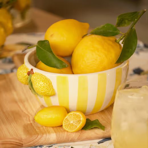 HOME & YOU MÍSA CITRONY 20 CM - ŽLUTÁ/BÍLÁ