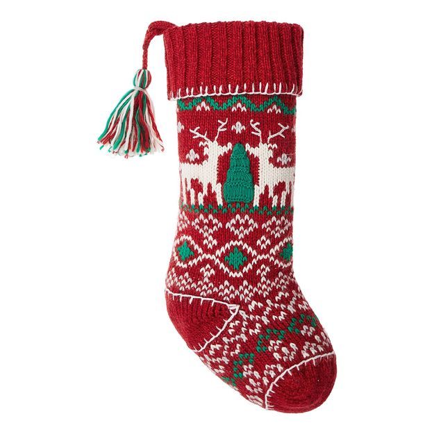 X-MAS PLETENÁ VÁNOČNÍ PUNČOCHA SOBI - ČERVENÁ