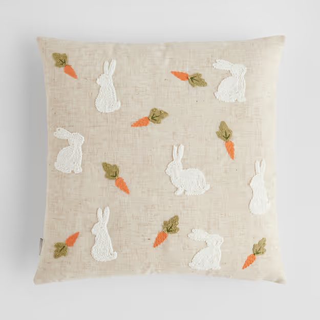 HOME & YOU POVLAK NA POLŠTÁŘ KRÁLÍCI A MRKEV 45 X 45 CM - BÉŽOVÁ