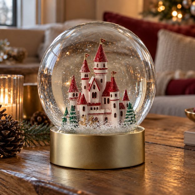 CASTLE SNĚHOVÁ KOULE SVÍTÍCÍ ZÁMEK 20 CM