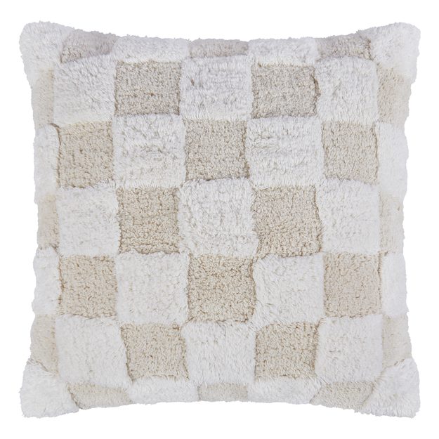 CHECKER STYLE POLŠTÁŘ 50 X 50 CM - KRÉMOVÁ