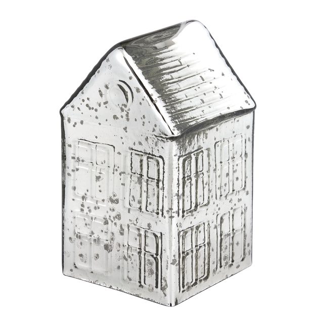 JOLLY & BRIGHT DOMEČEK SKLENĚNÝ 20 CM - STŘÍBRNÁ