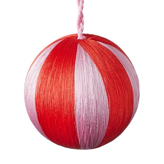 HANG ON VÁNOČNÍ KOULE NITĚ 7 CM - ČERVENÁ/RŮŽOVÁ