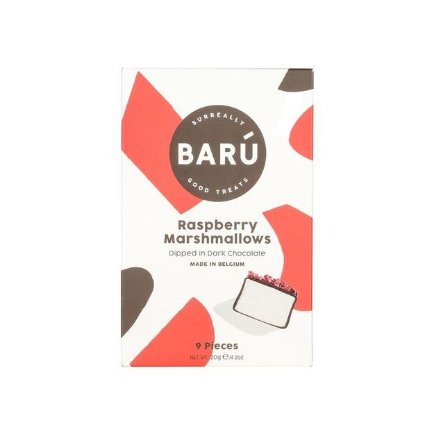 BARÚ MALINOVÉ MARSHMALLOW V HOŘKÉ ČOKOLÁDĚ 120 G