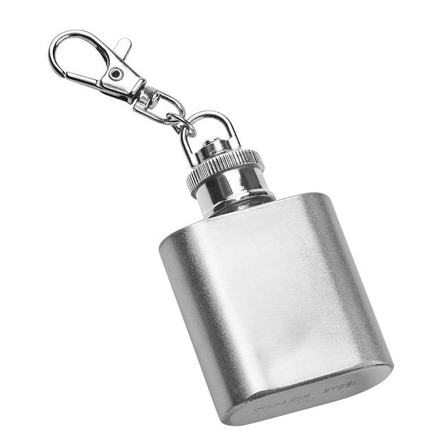 MINI FLASK PŘÍVĚŠEK NA KLÍČE PLACATKA - STŘÍBRNÁ