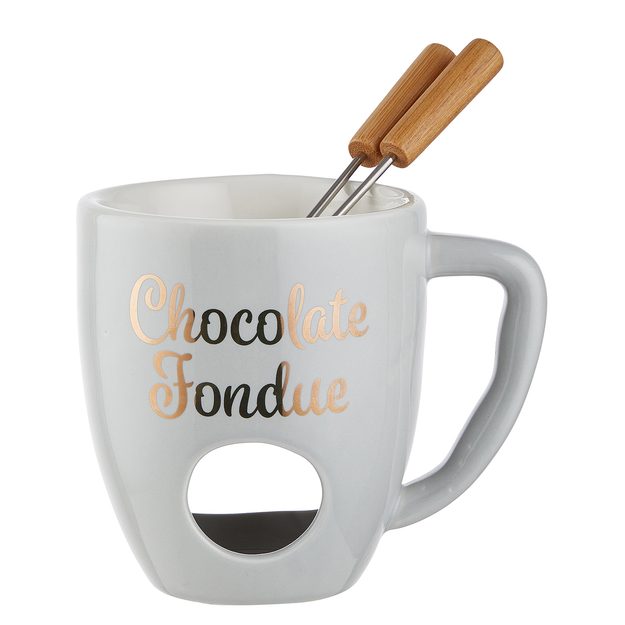 CHOCOLATE FONDUE HRNEK SE 2 VIDLIČKAMI - ŠEDÁ