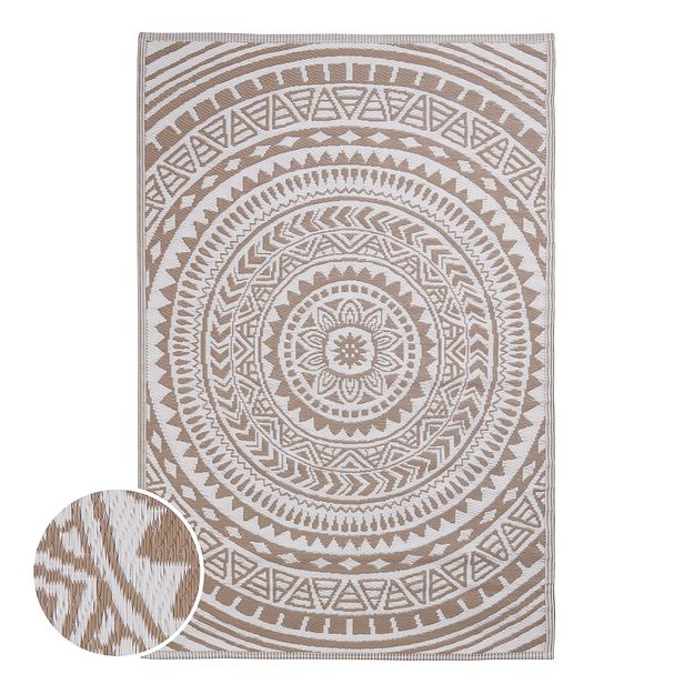 COLOUR CLASH VENKOVNÍ KOBEREC KRUHY 180 X 118 CM - BÉŽOVÁ