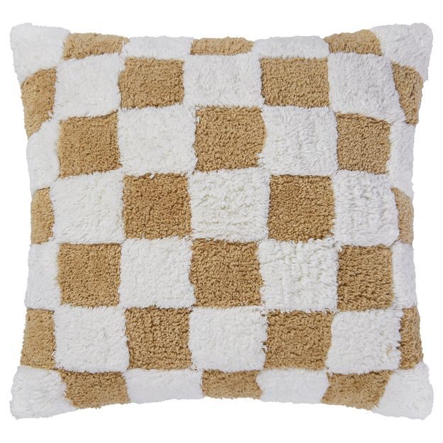 CHECKER STYLE POLŠTÁŘ 50 X 50 CM - HNĚDÁ