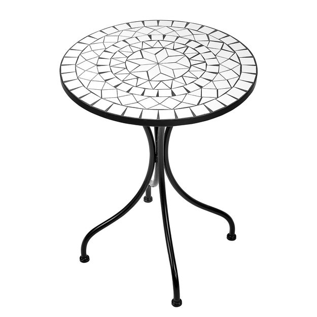 PALAZZO STŮL S MOZAIKOU - BÍLÁ/ČERNÁ