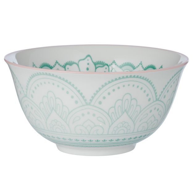 ORNAMENTS MISKA 520 ML - BÍLÁ/ZELENÁ