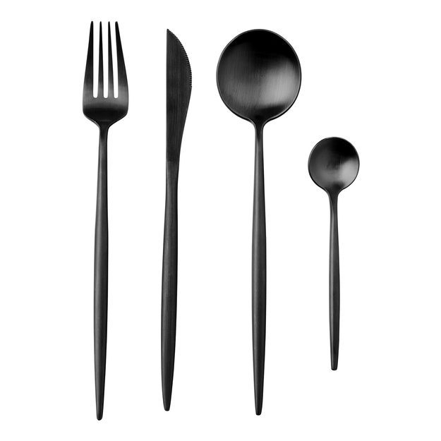 STILETTO PŘÍBORY MATNÉ SET 4 KS - ČERNÁ