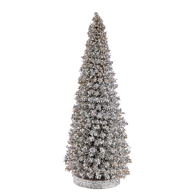 X-MAS DEKORAČNÍ JEDLE TŘPYTIVÁ 28 CM - STŘÍBRNÁ