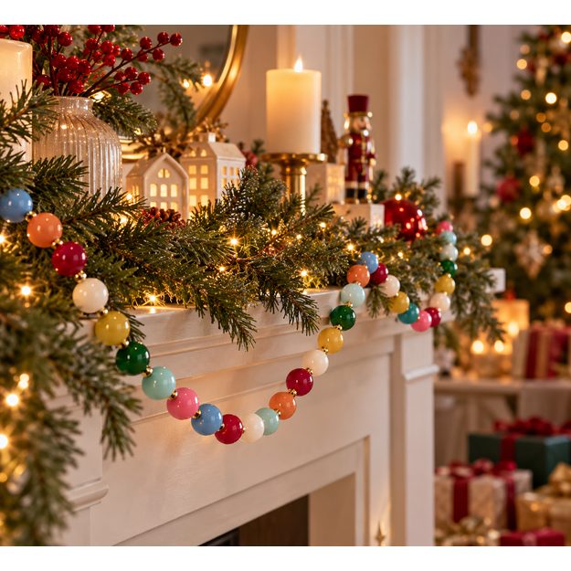 X-MAS GIRLANDA SKLENĚNÉ KOULE 121 CM - MIX