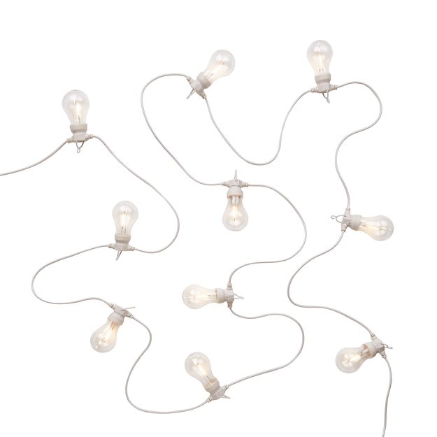 BULB LIGHTS VENKOVNÍ SVĚTELNÝ ŘETĚZ ŽÁROVKY 10 SVĚTEL SE ZÁSTRČKOU - KRÉMOVÁ