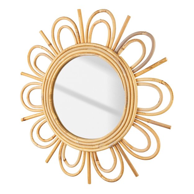 COTTAGE RATANOVÉ ZRCADLO VE TVARU KVĚTINY