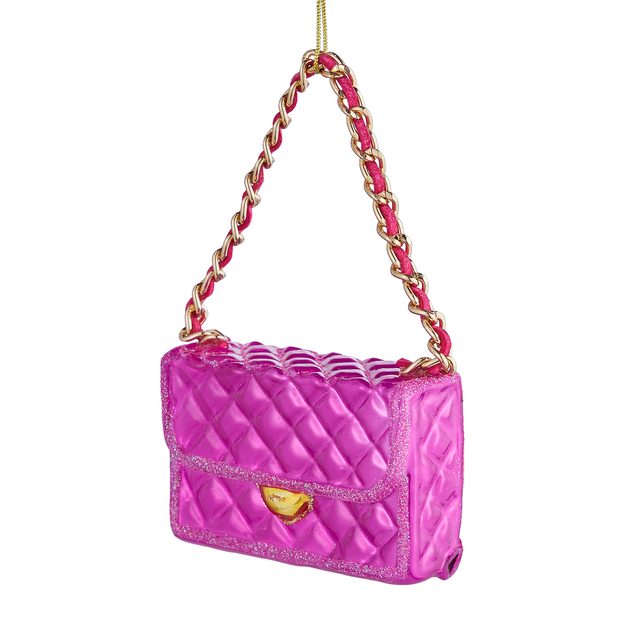 HANG ON SKLENĚNÁ OZDOBA KABELKA - RŮŽOVÁ