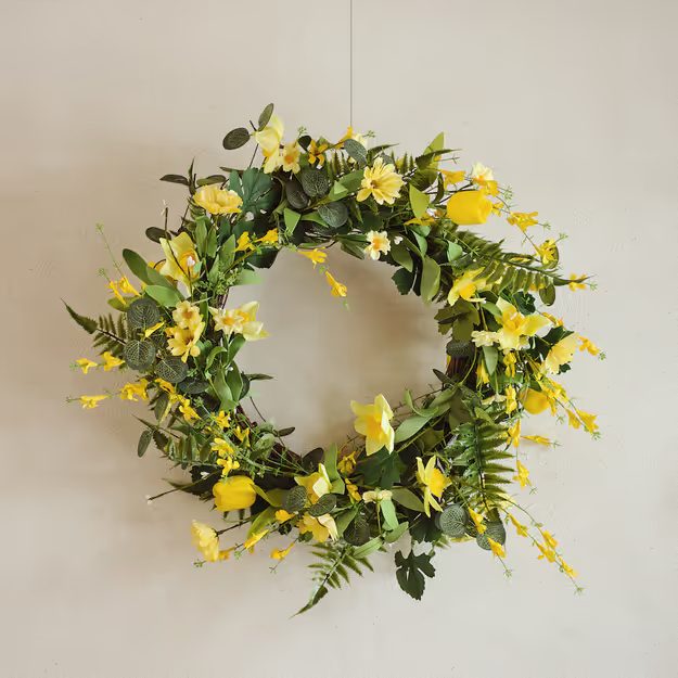 HOME & YOU VĚNEC JARNÍ KVĚTY 60 CM - ŽLUTÁ