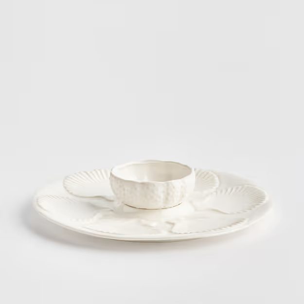 HOME & YOU TALÍŘ NA SNACK MUŠLE 33 CM - BÍLÁ