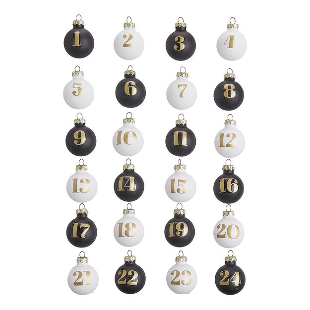 ADVENT SADA MINI OZDOB 24 KS 3 CM - BÍLÁ/ČERNÁ