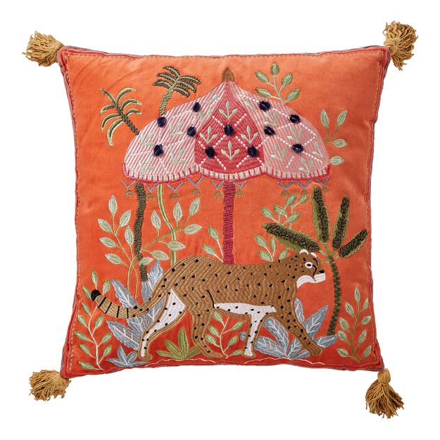 BOHEMIAN POLŠTÁŘ S TŘÁSNĚMI TYGR 50 X 50 CM - ORANŽOVÁ