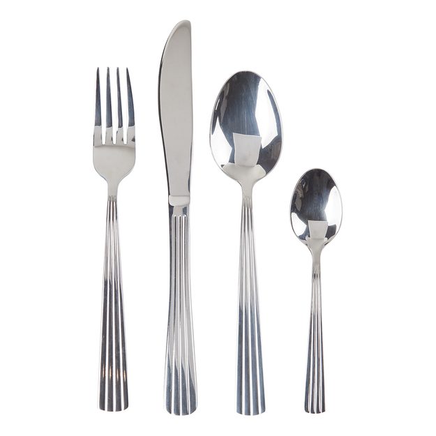 DUKE PŘÍBORY RÝHOVANÉ LESKLÉ SET 4 KS - STŘÍBRNÁ