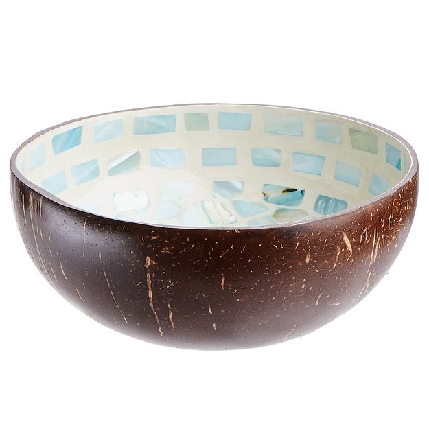 COCONUT DEKORAČNÍ MISKA MOZAIKA 14 CM - BÍLÁ/SV.MODRÁ